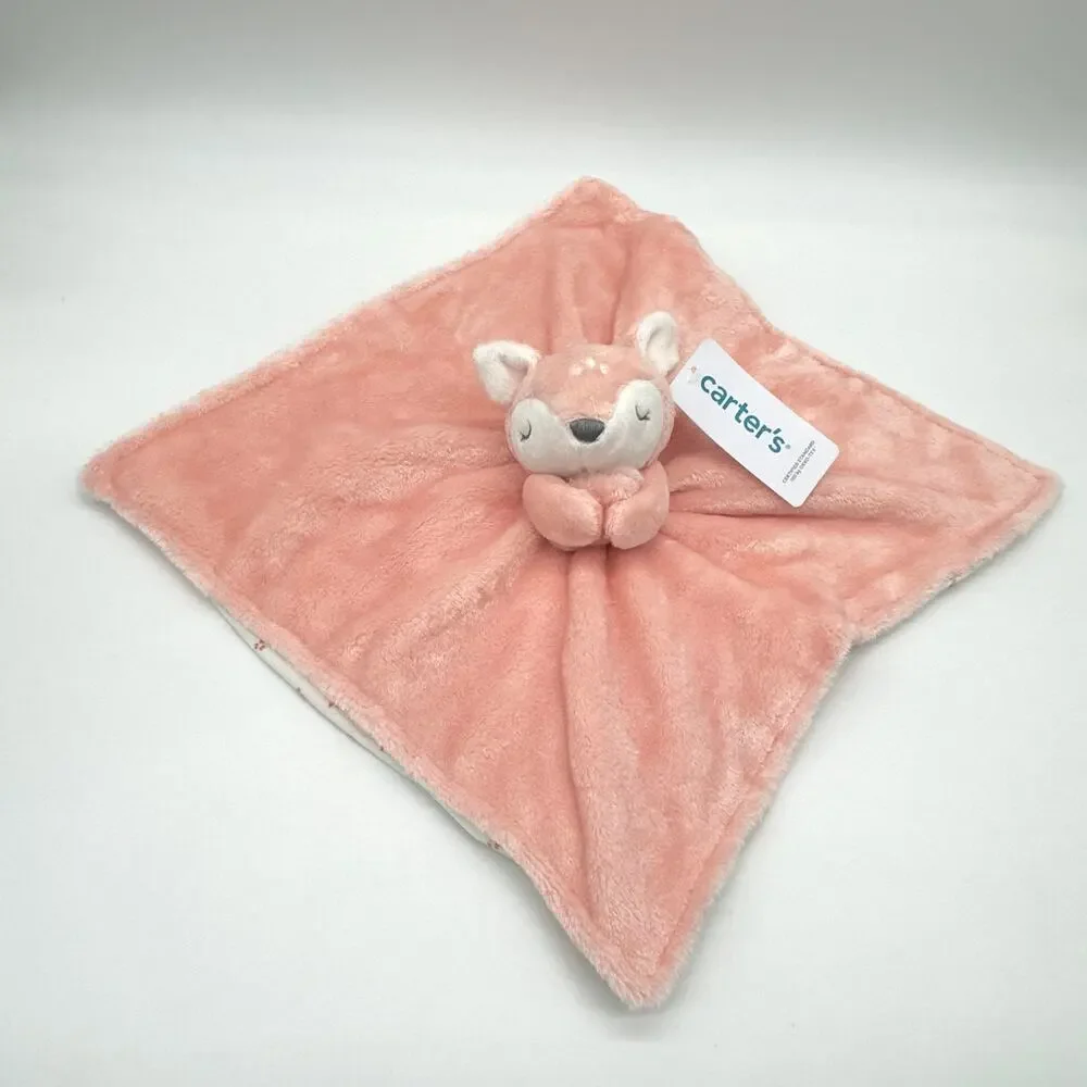Carter’s Pink Fawn Deer Plush Baby Security Blanket Lovey NEW